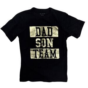 Children’s Place Dad Son Team Graphic T Shirt Size Small 5/6 Black & Gold Cotton